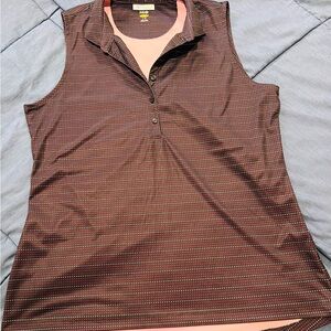 GREG NORMAN Dotted Stripe
Sleeveless Button Polo Knit Black
Golf